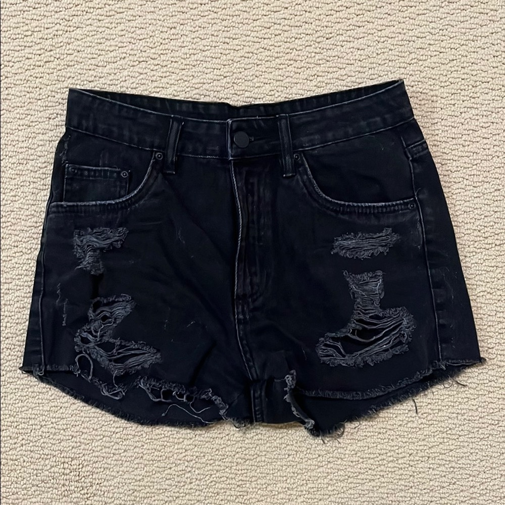 BN | Distressed Black Denim Cut-Off Shorts